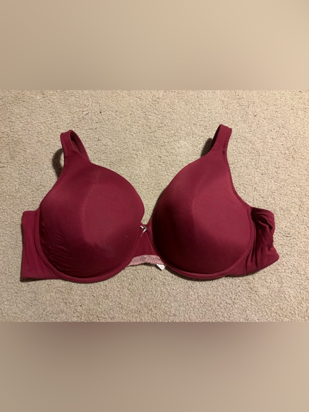 Cacique Smooth Lightly Lined Full Coverage Bra Solid Red Wine Size 48DD